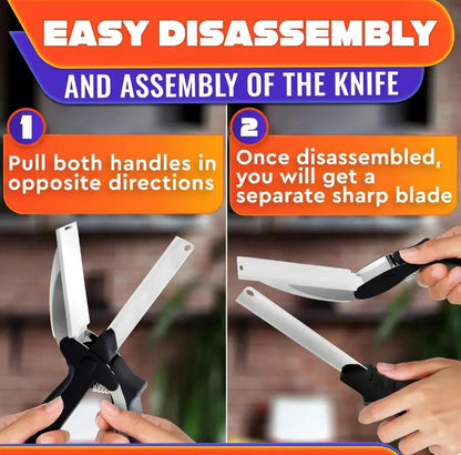 2 in 1 Kitchen Scissors for Food – Stainless Steel Blade & Plastic Cutting Board Scissors with Safety Lock
